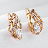 New Luxury Classic 14K Filled Rose Gold AAA Zircon Diamonds Drop Earrings - Ethnic Design Bride Jewellery