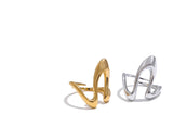 18K Gold Plated Stainless Steel Metal U Shape Fashion Minimalist Adjustable Ring