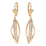 Luxury Filled Rose Gold of 14-Karat Purity AAA Zircon Diamonds Long Dangle Earrings - Fine Fashion Jewellery