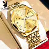 Top Brand Casual Fashion Trend Original Stainless Steel Waterproof Dual Calendar Business Quartz Men's Wrist Watches