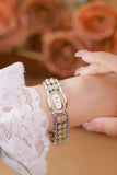 Fashion Gold Bracelet Stainless Steel Quartz Vintage Ladies Watches -  Zircon Diamonds Wristwatches Gifts for Women