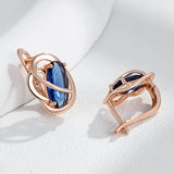 14 Karat Gold Filled Unusual Shiny Oval Blue AAA Zircon Crystals Luxury Dangle Earrings