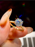 Brilliant VVS1 D Colour 2 Carat Round Moissanite Diamond Rings Luxury Fine Jewellery