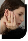18K Gold Plated Creative Stainless Steel Geometric Hollow Golden Minimalist Ring