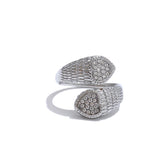 18K Gold Plated Stylish Adjustable Stainless Steel AAA Zirconia Diamonds Heart Snake Ring