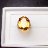 Excellent 10 Carat Natural Citrine Big Ring - 925 Silver Sterling Silver Luxury Jewellery for Women - The Jewellery Supermarket