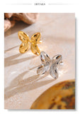 18K Gold Plated Popular Smooth Stainless Steel Flower Adjustable Charm Fashion Ring