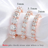 3/3.5/5mm Rose Gold Color VVS1 D Colour Moissanite Diamonds Eternity Silver Ring