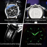 New Top Brand High Quality Original Leather Strap Multifunction Quartz Fashion Business Luxury Watch for Men