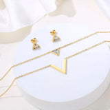 Charming Light Luxury Elegant Delicate Geometry Pendant Chain Fashion Earrings Stainless Steel Jewellery Set - The Jewellery Supermarket