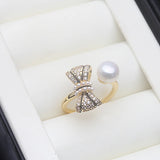 Unique Design Trend Real Multicolour Pearls AAA Zircon Diamonds 925 Silver Rings