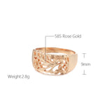 14K Gold Filled Exquisite Hollow Embossed Flowers Fashion Geometric Charm Rings