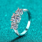 Superb Full D Colour Moissanite Diamonds Sterling Silver Rings 3-Stone Proposal Engagement Wedding Rings Jewellery