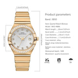 Elegant Luxury Designer Cz Diamonds Gold Fashion New Quartz Wrist Waterproof Ladies Wristwatch