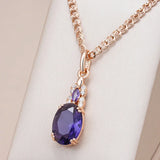 Excellent Shiny 14K Filled Rose Gold AAA Zircon Purple Lilac Crystal Necklace - High Quality Jewellery