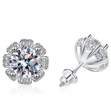 Radiant Atmospheric Petals Threaded Pt950 D Colour VVS1 2 Carat Total Moissanite Diamonds Fine Jewellery Earrings - The Jewellery Supermarket