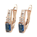 14K Gold Filled Vintage Geometric AAA Blue Zircon Crystals Elegant Drop Fashion Earrings