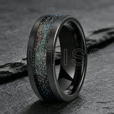 Flowing Sand/Green Grass Agate Inlay High Polished Dome 8mm Tungsten Carbide Rings