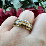 Bright Meteorite Gold Foil Inlay 8MM 18k Gold Colour Tungsten Carbide Wedding Rings