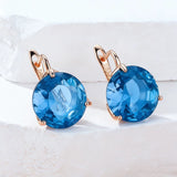 14 Karat Gold Filled Blue Round AAA Zircon Crystal Drop Earrings For Women Fine Jewellery