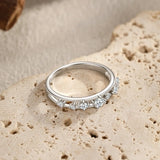 New Design Sterling Silver Double Layer Line Round AAAA Lab Created Diamond Ring