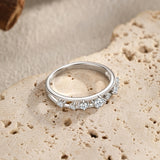 New Design Sterling Silver Double Layer Line Round AAAA Lab Created Diamond Ring