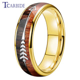 Double Wood And Steel Arrow Inlay 6/8MM Mens Womens Tungsten Carbide Rings