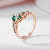 14K Rolled Gold Silver Green Drop AAA Zircon Crystals Luxury Trendy Rings
