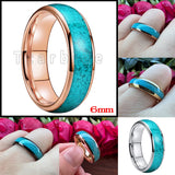 Turquoise Domed Polished Finish 4/6/8MM Tungsten Engagement Wedding Rings