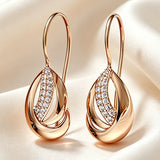 14K Gold Filled AAA Zircon Diamonds Unusual Glossy Long Drop Earrings Fine Jewellery