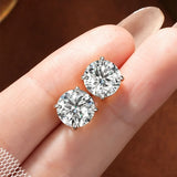 Solitaire Round D-Colour 0.1CT-3CT Moissanite Diamonds Unisex Stud Earrings