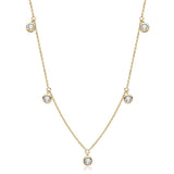 New Arrival Silver Jewellery Set 2.5mm Round Moissanite Diamonds Necklace Choker & Long Drop Dangle Earrings Set - The Jewellery Supermarket