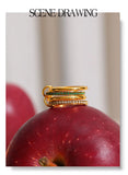 18K Gold Plated White Green AAA Zirconia Diamonds 4 Layered Stacked Ring Popular Jewellery
