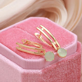 14 Karat Rolled Gold Water Drop Emerald Green AAA Zircon Crystals Dangle Earrings