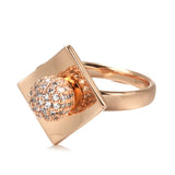 New Filled 14K Rose Gold Unusual Micro Wax Inlay Spherical AAA Zircon Diamonds  Rings For Women - Trendy Jewellery