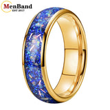 True Blue Galaxy Opal Inlaid Dome Polished 4MM 6MM 8MM Tungsten Men Women Rings