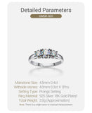 Amazing 1.0ct 4.5mm+2X4.0mm Round Cut D VVS1 Moissanite Diamonds 925 Silver Wedding Engagement Rings for Women