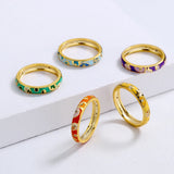 Classic Colorful Handmade Enamel Stackable 925 Silver Rings