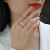 Elegant Jewellery Three Stone Moissanite Diamonds 18KGP Silver Engagement Wedding Ladies Rings with GRA Certificate