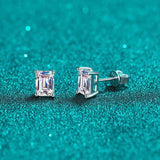 Classic 0.5-2CT Emerald Cut Rectangle Moissanite Diamonds Earrings - Sterling Silver Fine Jewellery For Men and Women - The Jewellery Supermarket