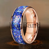 True Blue Galaxy Opal Inlaid Dome Polished 4MM 6MM 8MM Tungsten Men Women Rings