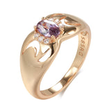 14K Rolled Gold Luxury Purple Oval AAA Zircon Diamonds Fine Jewellery Trendy Rings