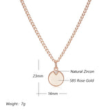 Charming Rolled Rose Gold of 14-Karat Purity AAA Zircon Diamonds Round Coin Necklace - Glossy Fine Jewellery