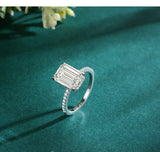 Superb Emerald Cut AAAA Lab Created Diamond 925 Sterling Silver Luxury Ring