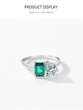 Dazzling Green Rectangle AAAA Lab Created Diamond Water Drop Shape Silver Rings
