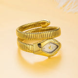 New Luxury Top Fashion Brand Snake Design Gold Colour Stainless Steel Bracelet Quartz Ladies Wristwatches