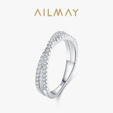 New  Geometric Line 925 Silver Fashion Dazzling AAAA Lab Created Diamond Rings