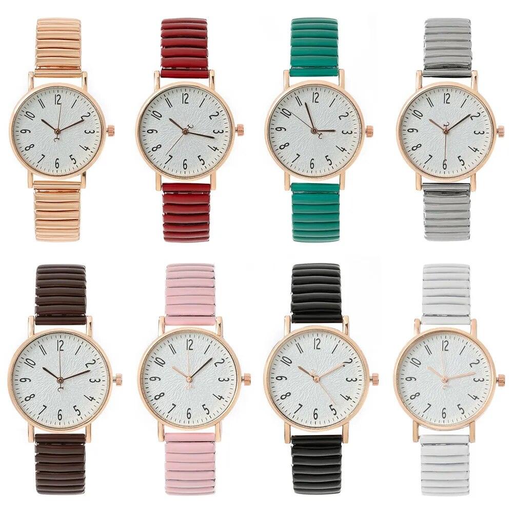 Simple Digital Design Quartz Watch Casual Stainless Steel Stretch Buckleless Strap Women's Fashion Dress Watches - The Jewellery Supermarket