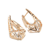 14K Rolled Gold Geometric Rectangle AAA Zircon Diamonds Drop Elegant Fashion Earrings