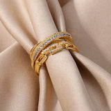 New Handmade Open Adjustable Stainless Steel Eternity Promise AAA Zirconia Crystal Rings, Trendy Fashion Jewellery